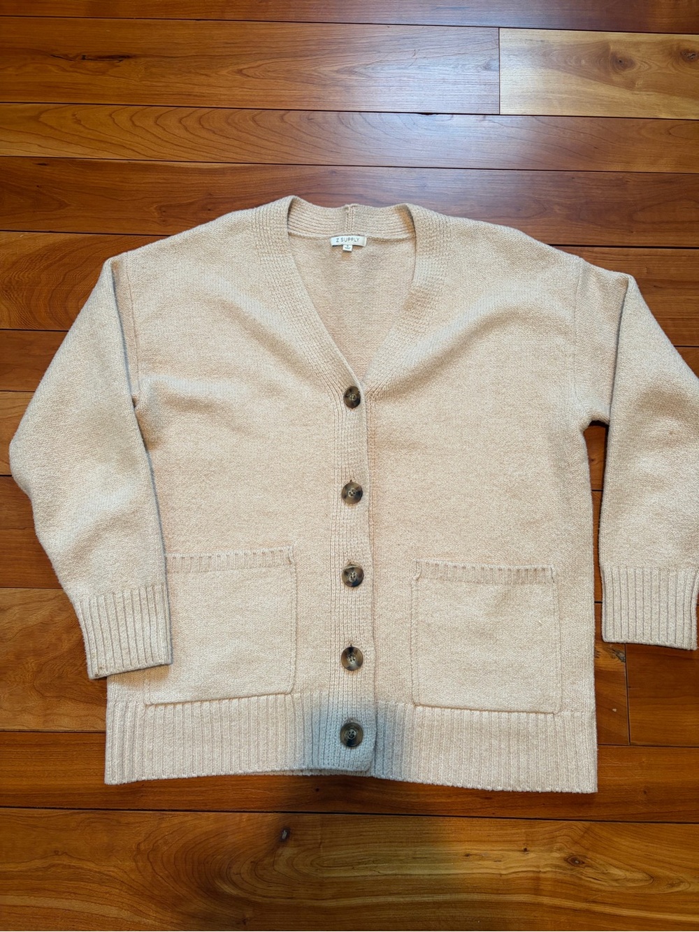 Z Supply Cream Button Front Pocket Cardigan